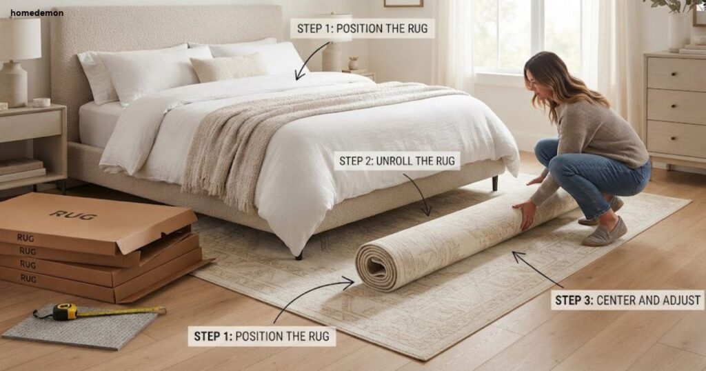 Step by Step: How to Place a Rug Under a Bed